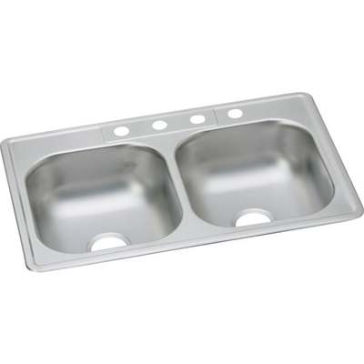 Elkay Dayton Double Bowl 33 In. x 22 In. x 7-1/16 In. Deep Stainless Steel