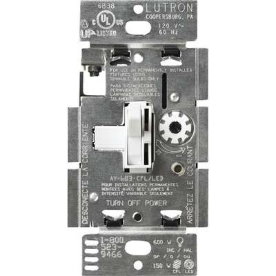LUTRON TOGGLE DIMMER SP/3W WHITE