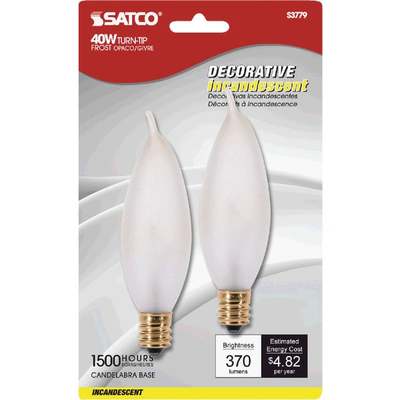 2PK 40W FROST CAND BULB