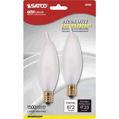 2PK 60W FROST CAND BULB