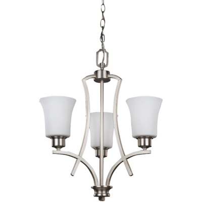 3 BULB NICKEL CHANDELIER