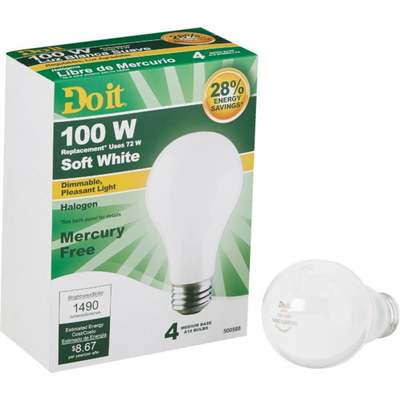 4PK 72W SW HALOGEN BULB