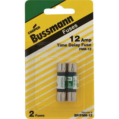 Bussmann 12A Fusetron FNM Cartridge General Purpose Time Delay Cartridge Fuse (2-Pack)