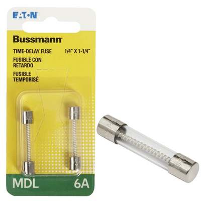 Bussmann 6A MDL Glass Tube Electronic Fuse (2-Pack)