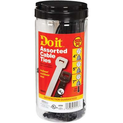 CABLE TIES 500PC NAT&BLK