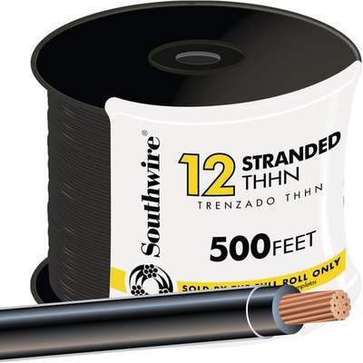 Southwire 500 Ft. 12 AWG Stranded Black THHN Electrical Wire