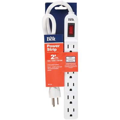 6-OUTLET POWER STRIP 2FT CORD