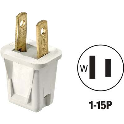 Leviton 10A 125V 2-Wire 2-Pole Non-Grounding Cord Plug, White