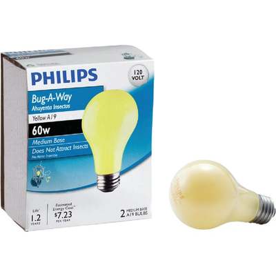 2PK 60W YEL BUG BULB