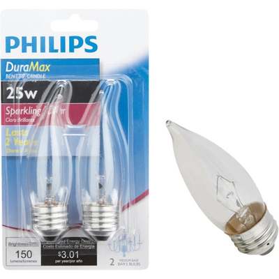 2PK 25W BA9 MEDIUM BULB