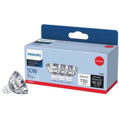 3PK 50W MR16 HAL BULB