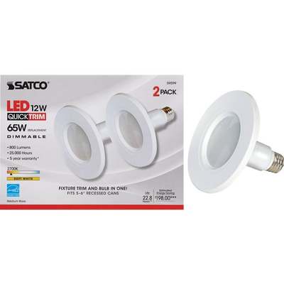 Satco 5 In./6 In. Retrofit White LED Recessed Light Kit (2-Pack)
