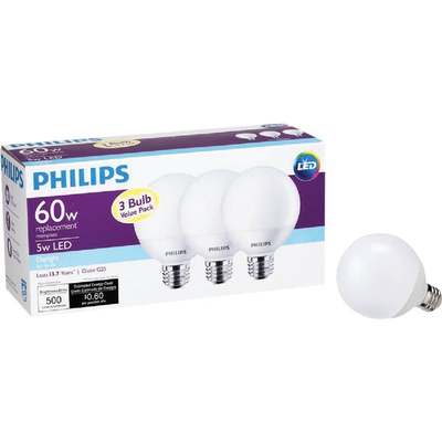 3PK LED 60W G25 DL BULB