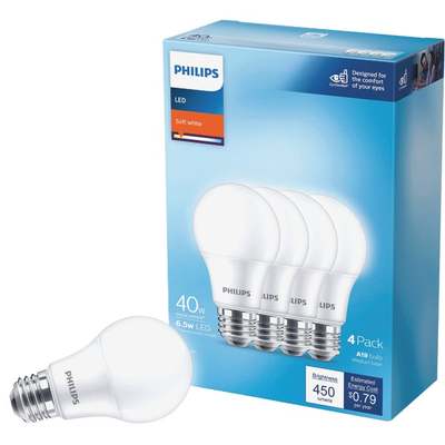 Philips 40W Equivalent Soft White A19 Medium LED Light Bulb (4-Pack)