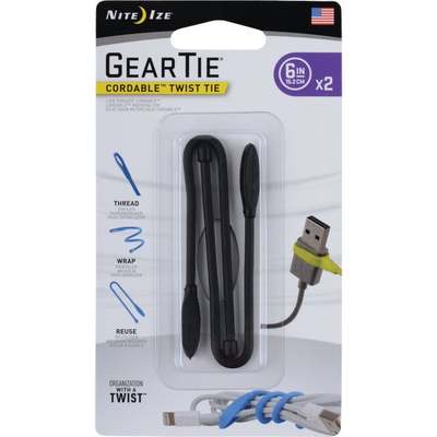 2PK GT CRDBLE 6" BLK TIE