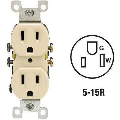 15amp DUPLEX OUTLET IVORY