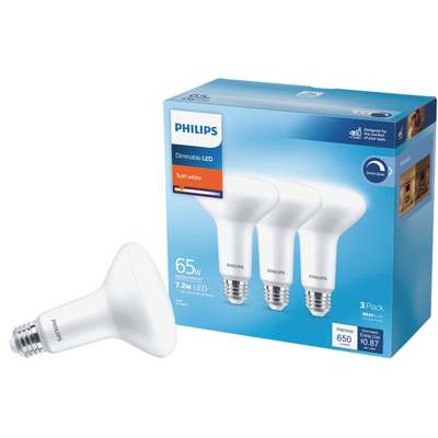 Philips 65W Equivalent Soft White BR30 Medium Dimmable LED Floodlight Light Bulb (3-Pack)
