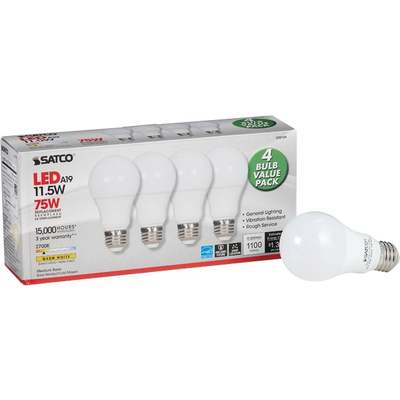 4PK 11.5W A19WW LED BULB