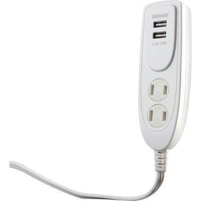 2.4A USB WHITE 2 OUTLET