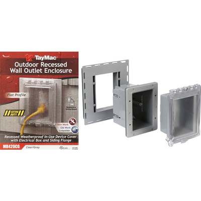 TayMac Gray Vertical/Horizontal Non-Metallic Recessed Outdoor Outlet Kit