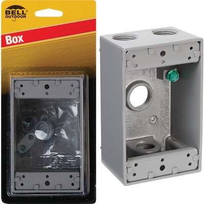 Bell Single Gang 1/2 In. 4-Outlet Gray Weatherproof Die-Cast Aluminum