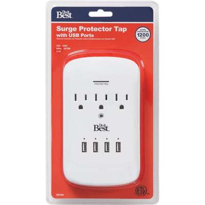 Do it Best 3-Outlet/4-USB 1200J White Plug-In Surge Protector