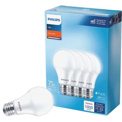 4PK 75W A19 SW LED BULB