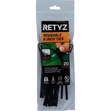 20pk 6" Blk Cable Tie
