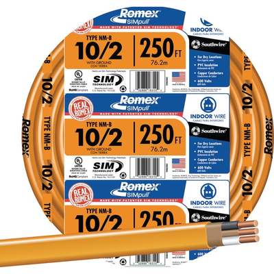 Romex 250 Ft. 10/2 Solid Orange NMW/G Electrical Wire