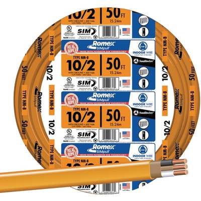 Romex 50 Ft. 10/2 Solid Orange NMW/G Electrical Wire