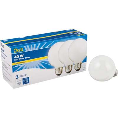 3PK 40W G25 GLOBE BULB