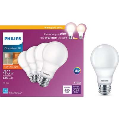 4PK 5.5W A19 WG LED BULB IM