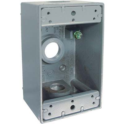 Bell Single Gang 1/2 In. 3-Outlet Gray Aluminum Weatherproof Outdoor Outlet