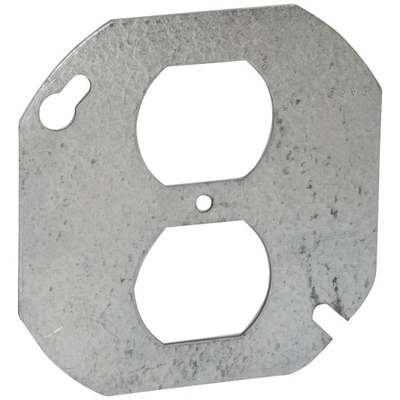 Southwire 4 In. Duplex Receptacle Gray Round Box Cover