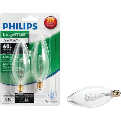 2PK 40W CLR HAL BULB