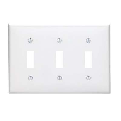 WHT 3-TOGGLE WALL PLATE