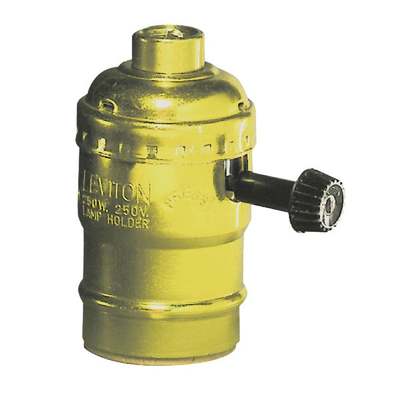 Leviton Turn-Knob Medium Base Polished Gilt Lamp Socket