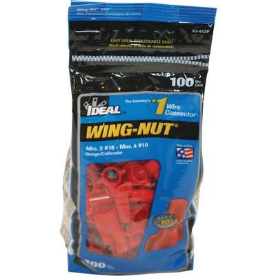 100PK RED WING NUT