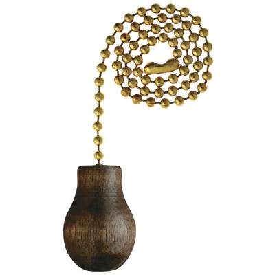Westinghouse 12 In. Polished Brass Pull Chain with Walnut Knob Ornament
