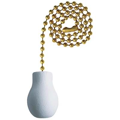 Westinghouse 12 In. Polished Brass Pull Chain with White Wood Knob Ornament