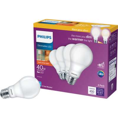 40w A19 LED SOFT WHT DMBL 4pk