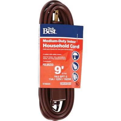 9' 16/2 BROWN EXT CORD
