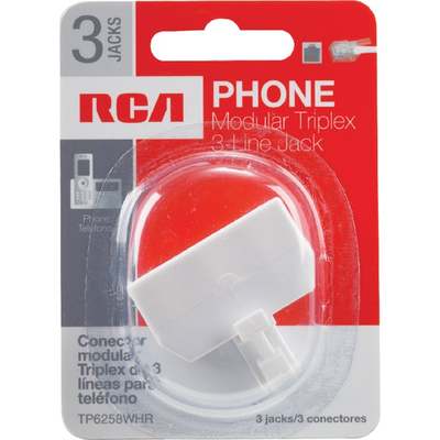 RCA White 3-Line Phone Splitter