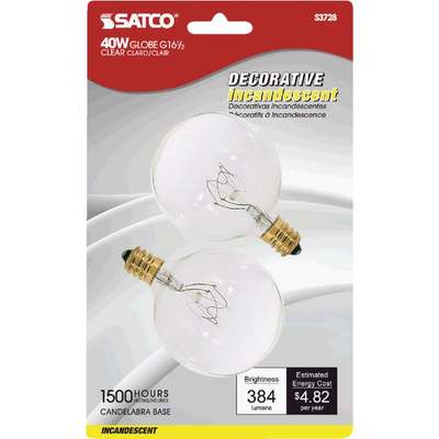 2PK 40W G16.5 CL BULB