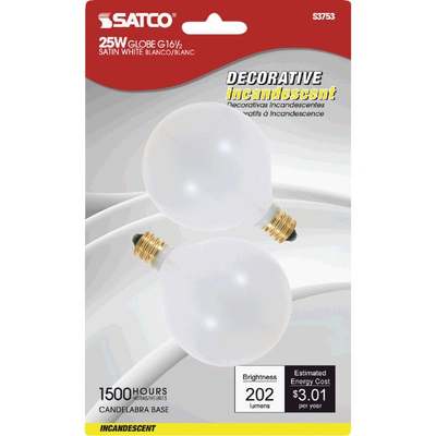 25W WHT G16.5 GLOBE BULB