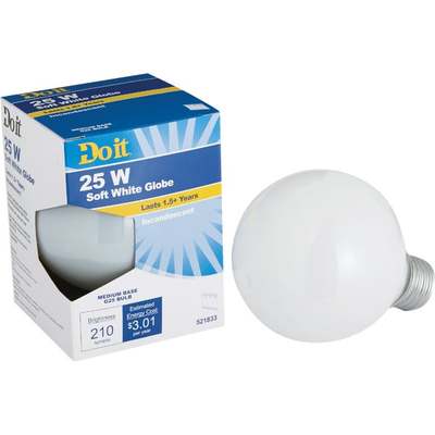 25W WHT G25 GLOBE BULB