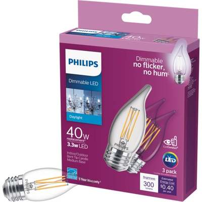 3PK 40W BA11 MD LED BULB