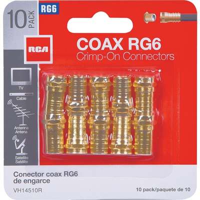 RCA RG6 Crimp-On Coaxial F-Connector (10-Pack)