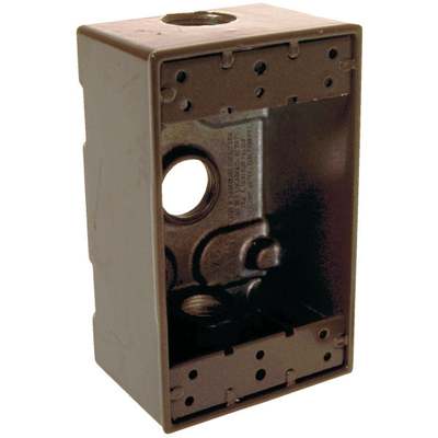 Bell Single Gang 1/2 In. 3-Outlet Bronze Aluminum Weatherproof Outdoor