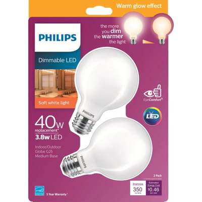 2PK 40W G25 FRS LED BULB